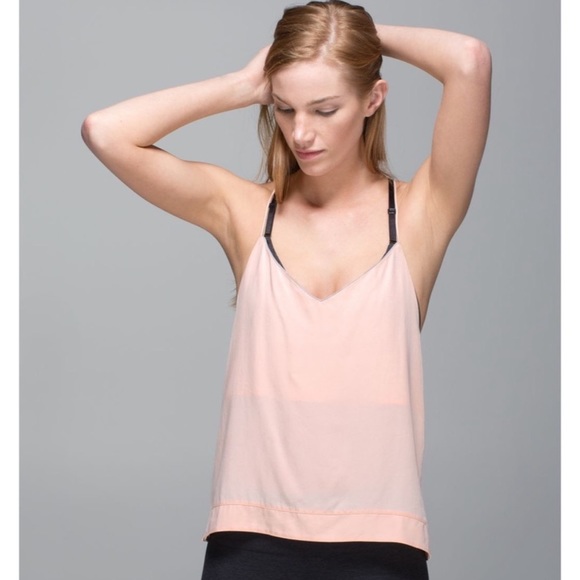 lululemon athletica Tops - Lululemon Silk Light Pink Tank Top Blouse Wake And Flow Style Name